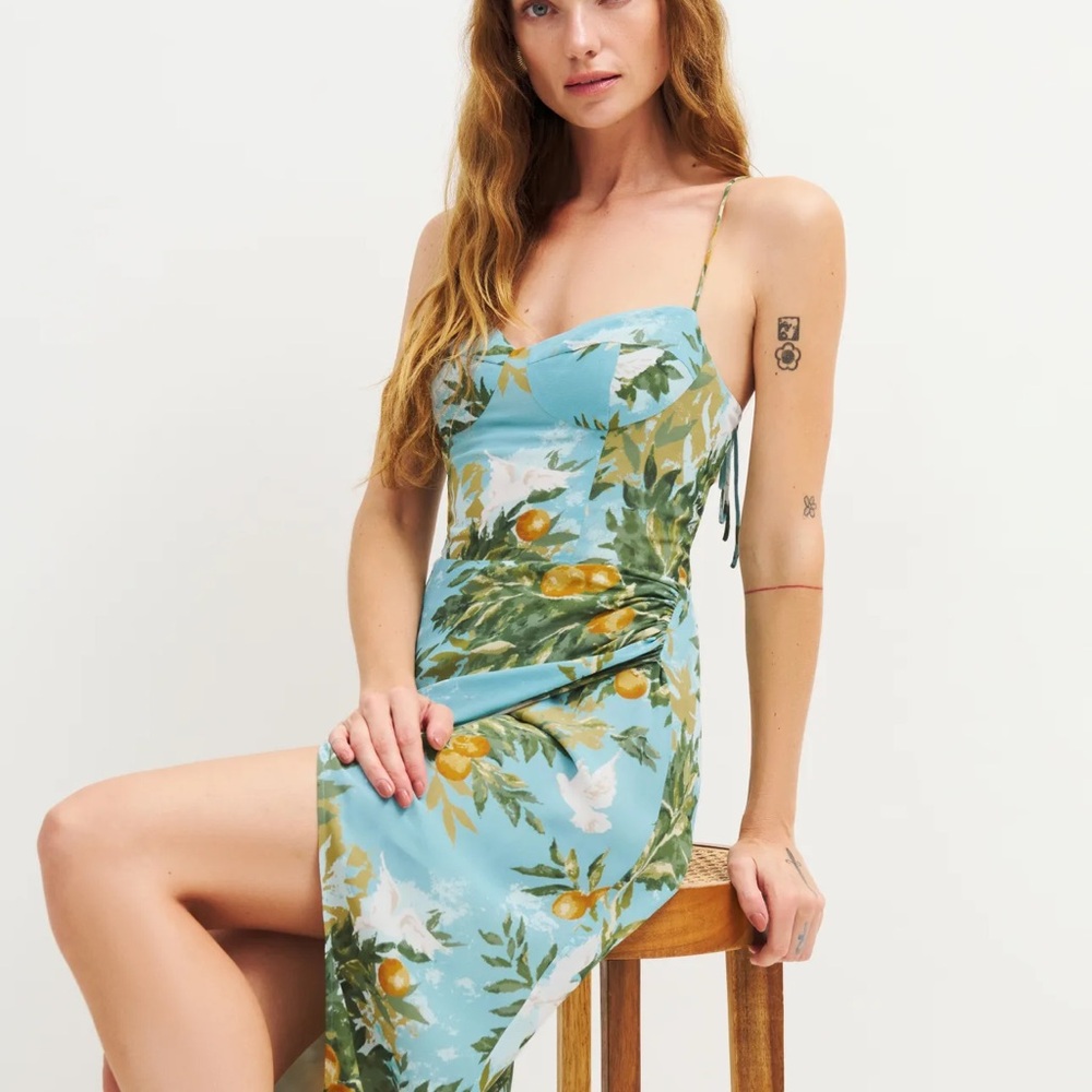 NWOT Reformation Kourtney Midi Dress in Villa Livia